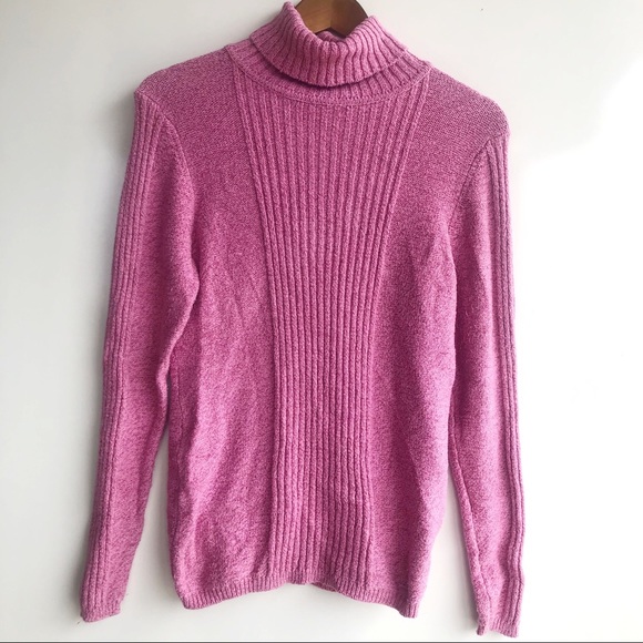 Sundance Sweaters - Sundance Pleated Ribbed Cowl Neck Pink Sweater